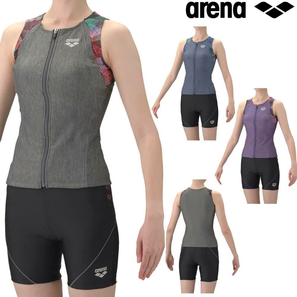 アリーナARENAフィットネス水着レディースすらっとセパモク2Wayフィットネスセパレートカバーバックミドルレッグ差し込みパッドパッド付き2026年春夏モデルAS6SWF46L