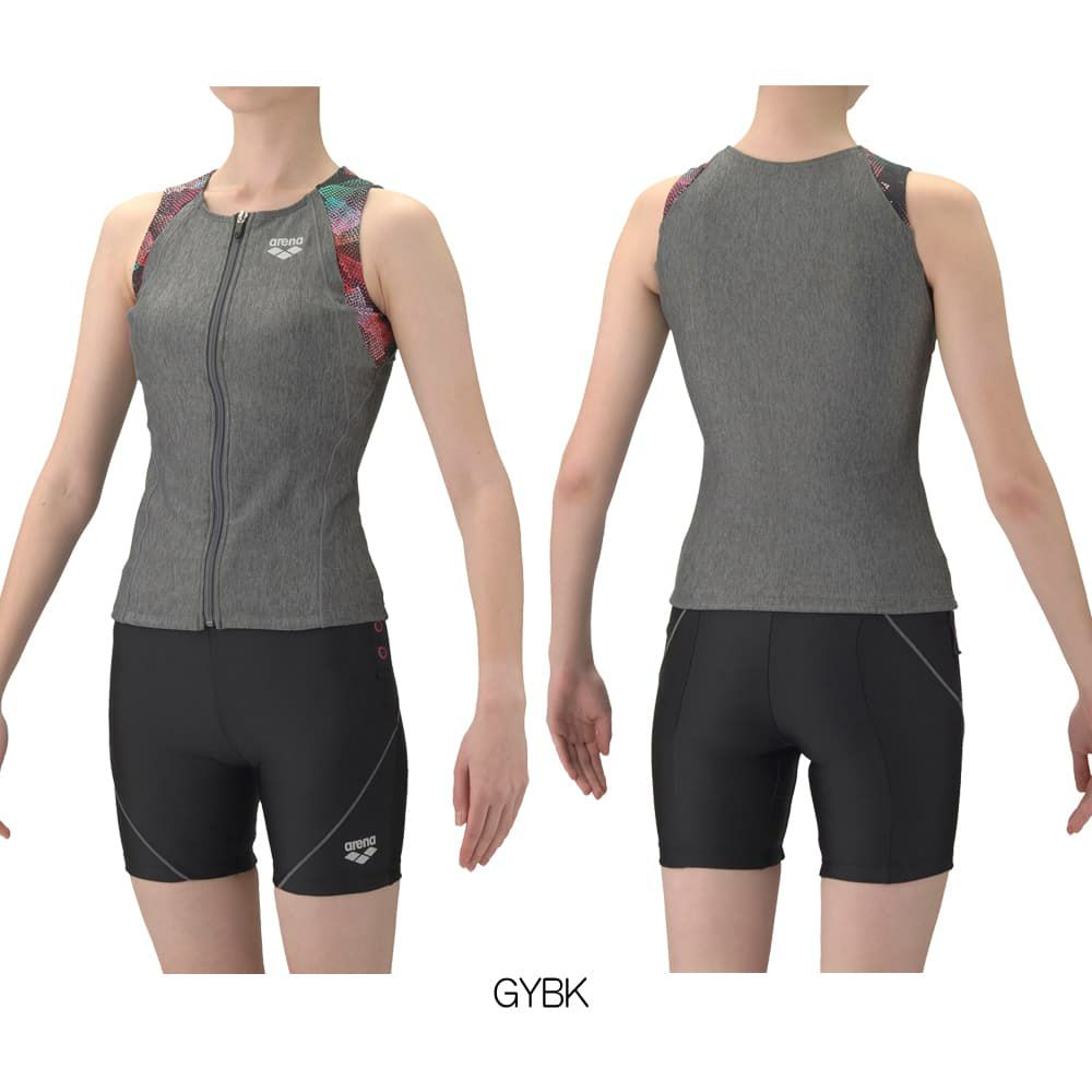 アリーナARENAフィットネス水着レディースすらっとセパモク2Wayフィットネスセパレートカバーバックミドルレッグ差し込みパッドパッド付き2026年春夏モデルAS6SWF46L