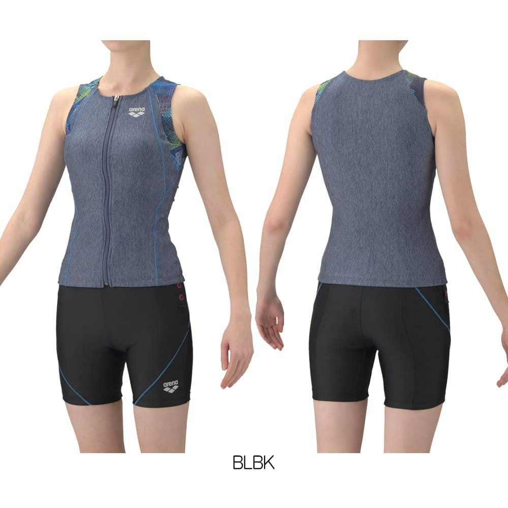 アリーナARENAフィットネス水着レディースすらっとセパモク2Wayフィットネスセパレートカバーバックミドルレッグ差し込みパッドパッド付き2026年春夏モデルAS6SWF46L