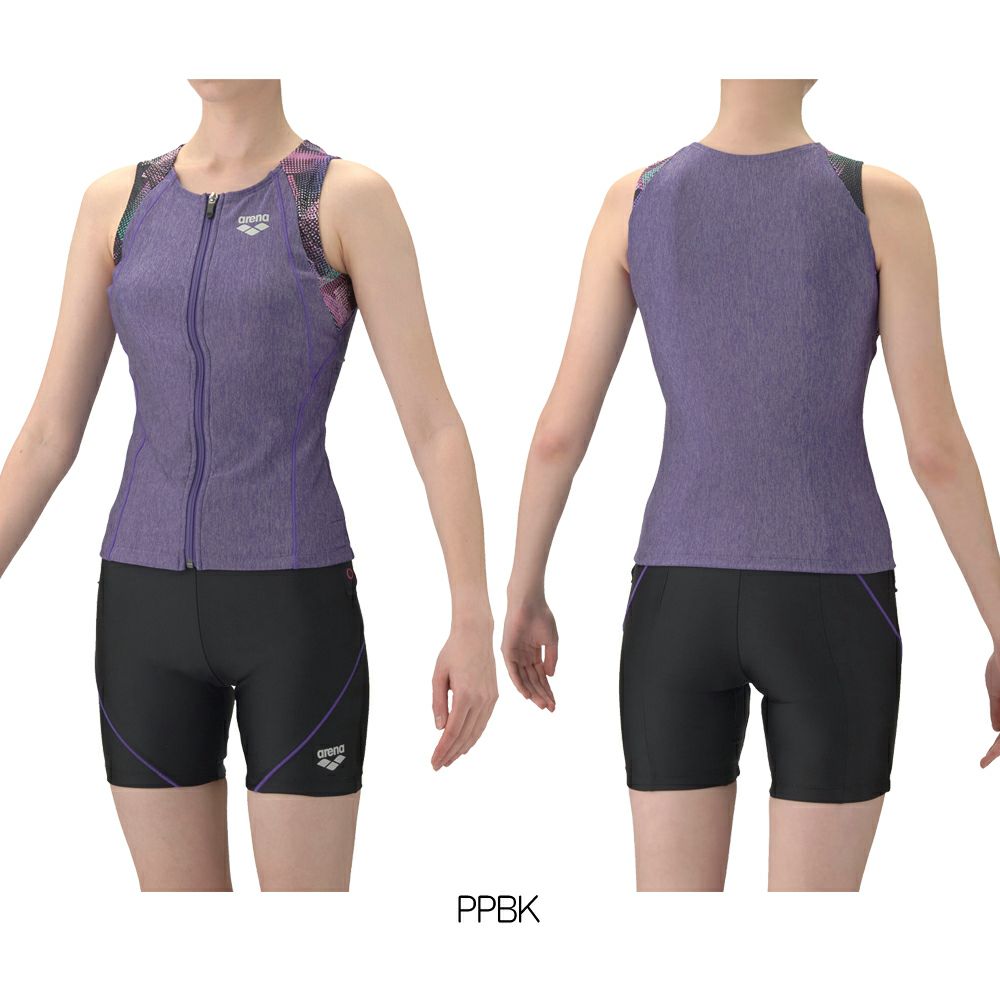 アリーナARENAフィットネス水着レディースすらっとセパモク2Wayフィットネスセパレートカバーバックミドルレッグ差し込みパッドパッド付き2026年春夏モデルAS6SWF46L