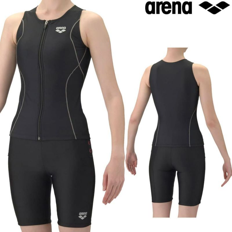 アリーナARENAフィットネス水着レディースすらっとセパダブルエステルフィットネスセパレートカバーバックハーフレッグ差し込みパッドパッド付き2026年春夏モデルAS6SWF47L