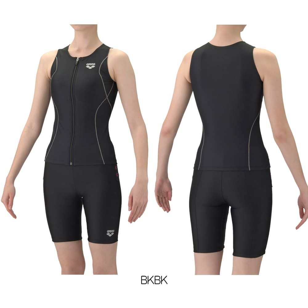 アリーナARENAフィットネス水着レディースすらっとセパダブルエステルフィットネスセパレートカバーバックハーフレッグ差し込みパッドパッド付き2026年春夏モデルAS6SWF47L