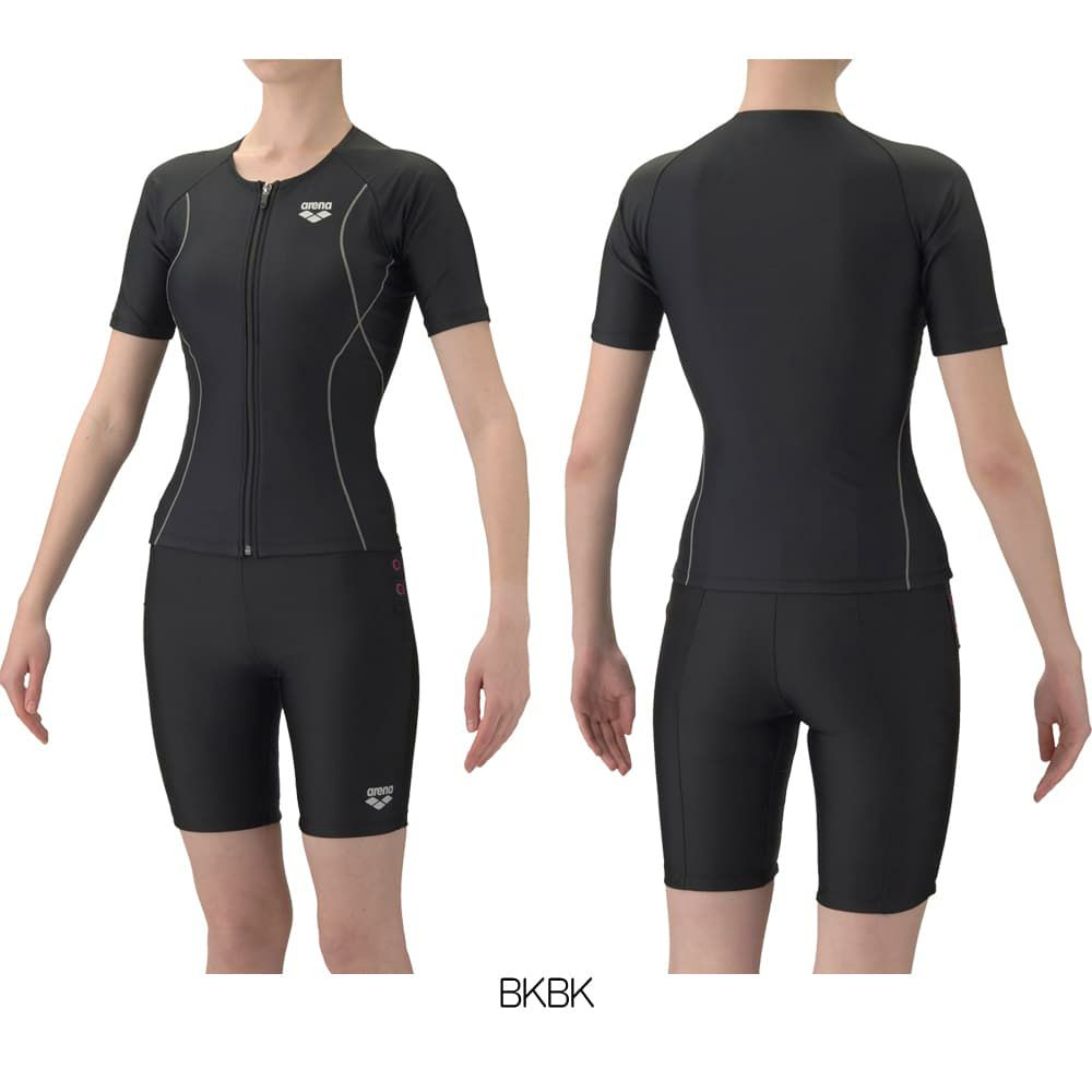 アリーナARENAフィットネス水着レディースすらっとセパダブルエステルフィットネスセパレートカバーバックハーフレッグ差し込みパッドパッド付き2026年春夏モデルAS6SWF48L