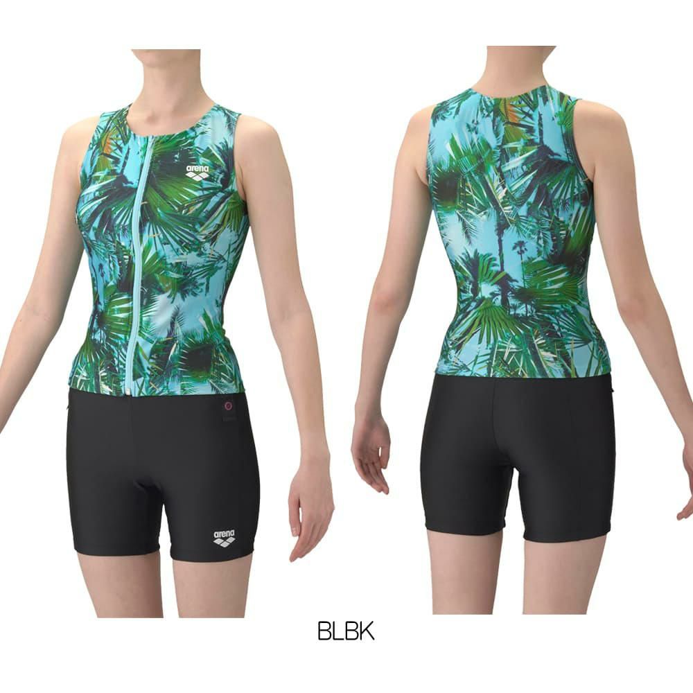 アリーナARENAフィットネス水着レディースダブルエステルSUNLIGHTフィットネスセパレートカバーバックミドルレッグ差し込みパッドパッド付き2026年春夏モデルAS6SWF52L