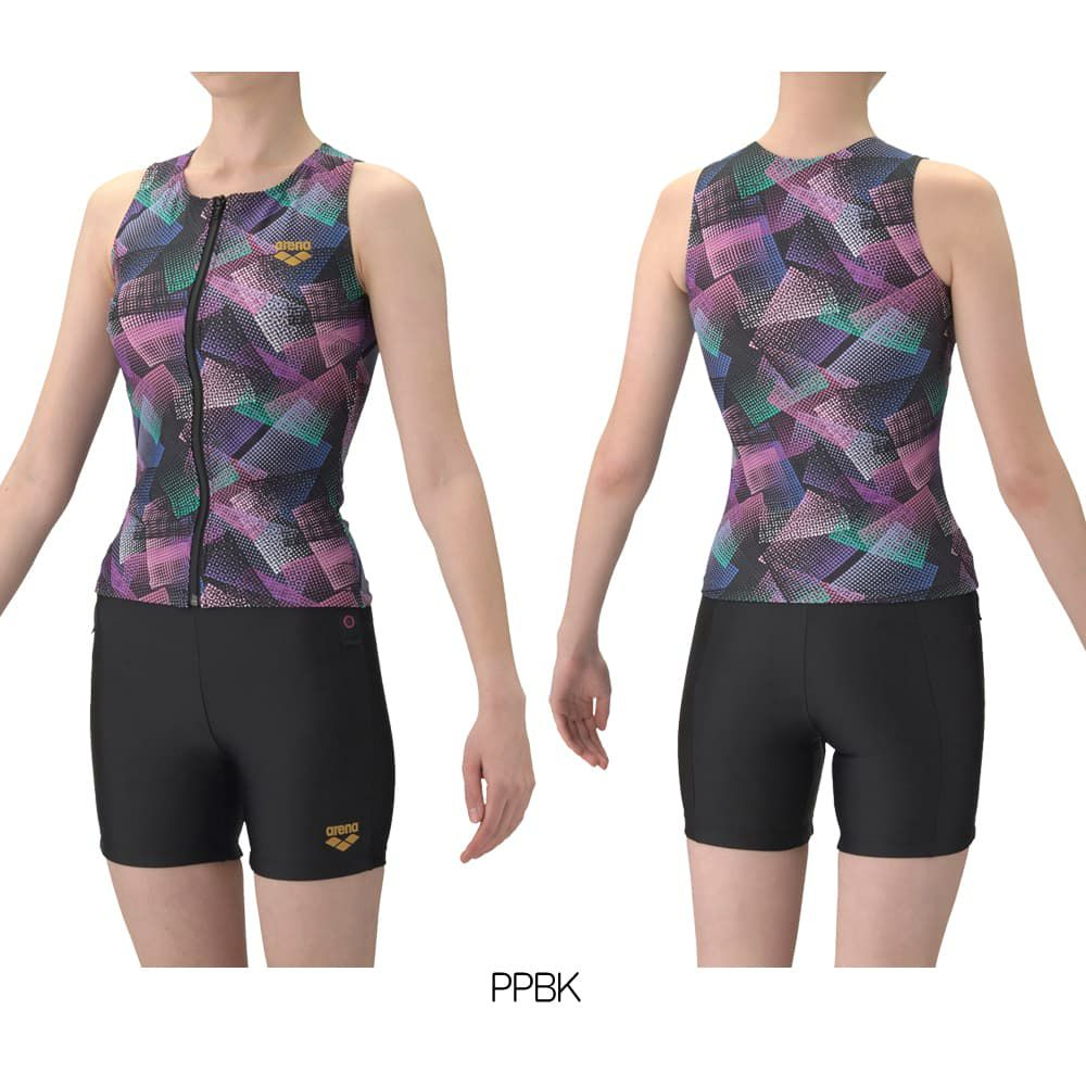 アリーナARENAフィットネス水着レディースフルダル2WAYフィットネスセパレートカバーバックミドルレッグ差し込みパッドパッド付き2026年春夏モデルAS6SWF54L