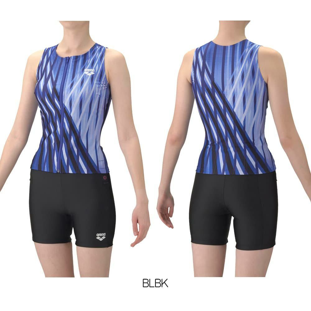 アリーナARENAフィットネス水着レディースダブルエステルフィットネスセパレートカバーバックミドルレッグ差し込みパッドパッド付き2026年春夏モデルAS6SWF55L