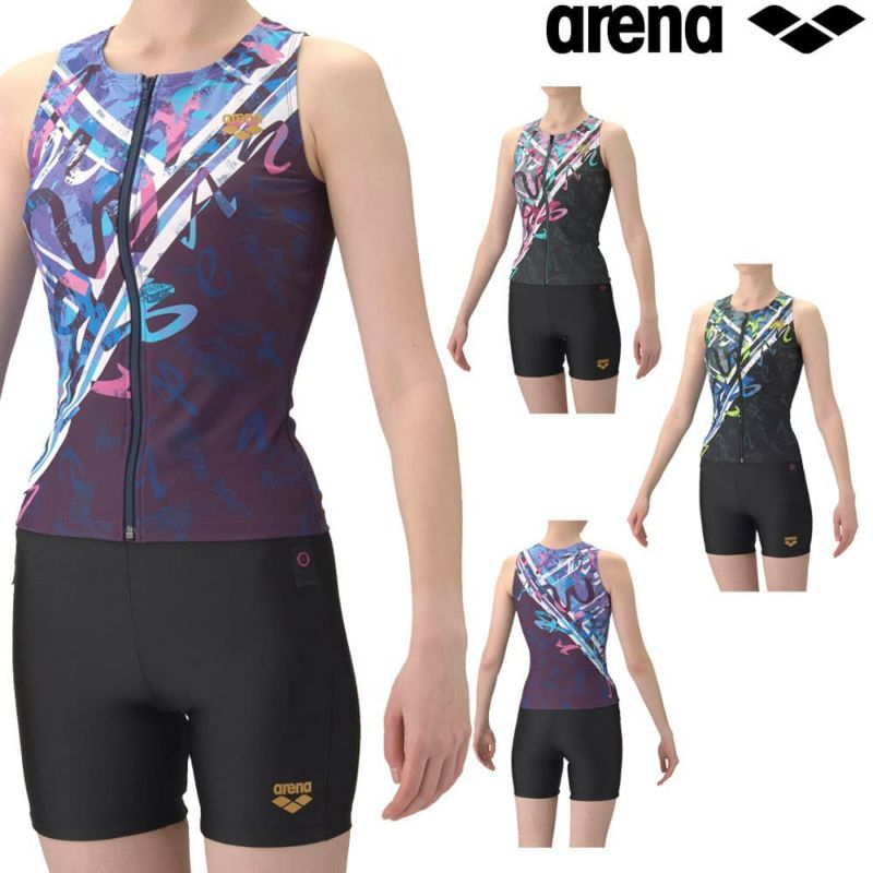 アリーナARENAフィットネス水着レディースフルダル2WAYフィットネスセパレートカバーバックミドルレッグ差し込みパッドパッド付き2026年春夏モデルAS6SWF58L