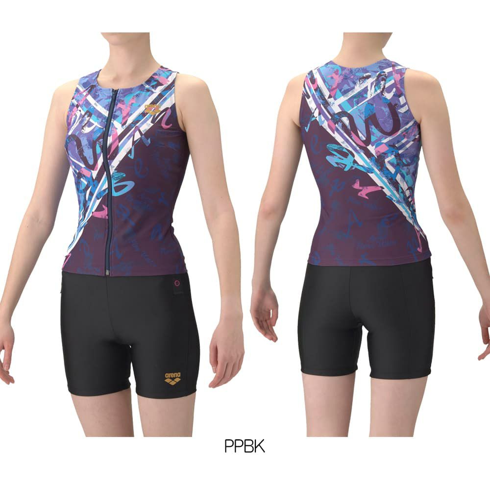 アリーナARENAフィットネス水着レディースフルダル2WAYフィットネスセパレートカバーバックミドルレッグ差し込みパッドパッド付き2026年春夏モデルAS6SWF58L