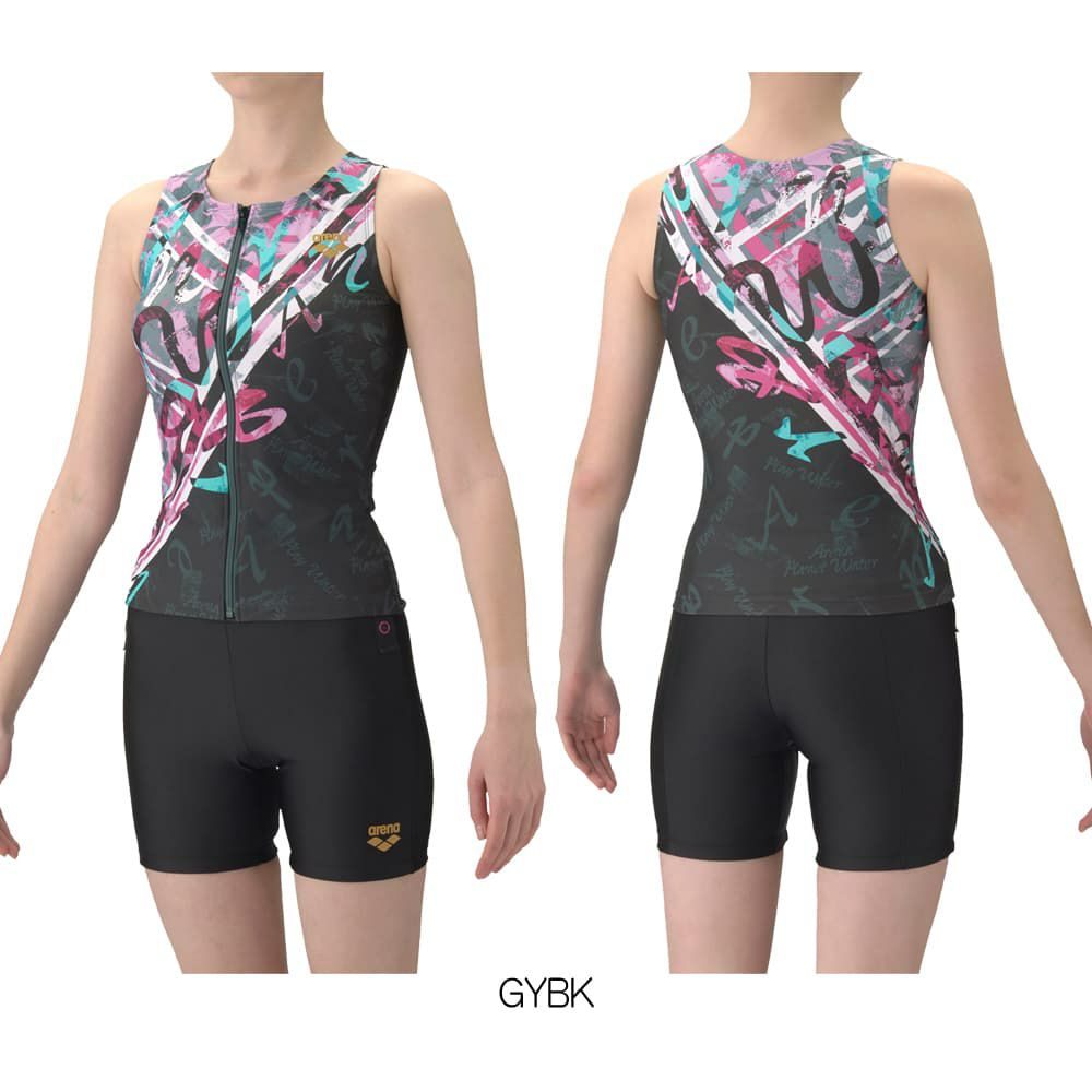 アリーナARENAフィットネス水着レディースフルダル2WAYフィットネスセパレートカバーバックミドルレッグ差し込みパッドパッド付き2026年春夏モデルAS6SWF58L