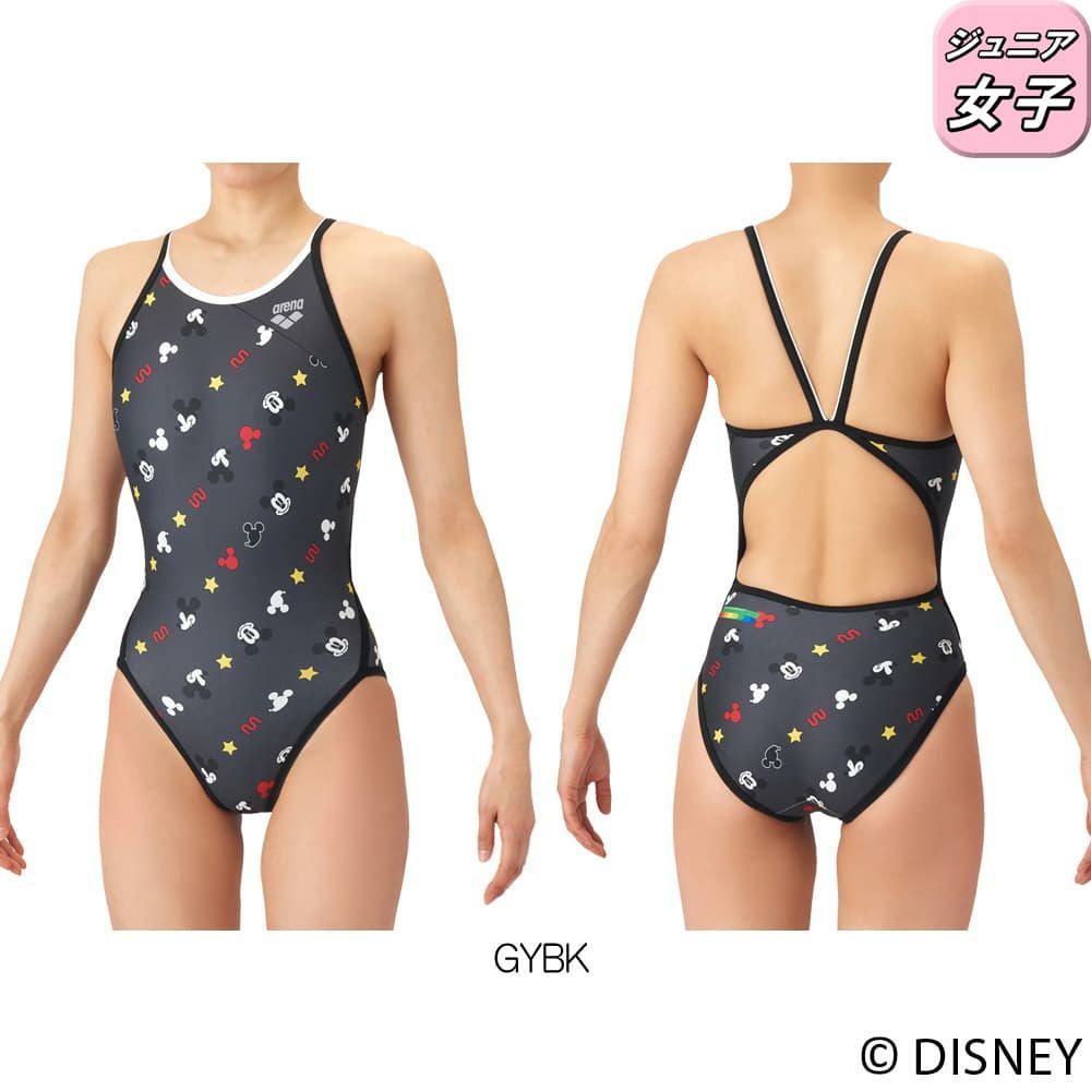 アリーナARENA競泳水着練習用水着ジュニア女子ディズニー“ミッキー”タフスーツタフスキンT2Eトレーニングワンピースオープンバック競泳練習水着2026年春夏モデルAS6SWM51G