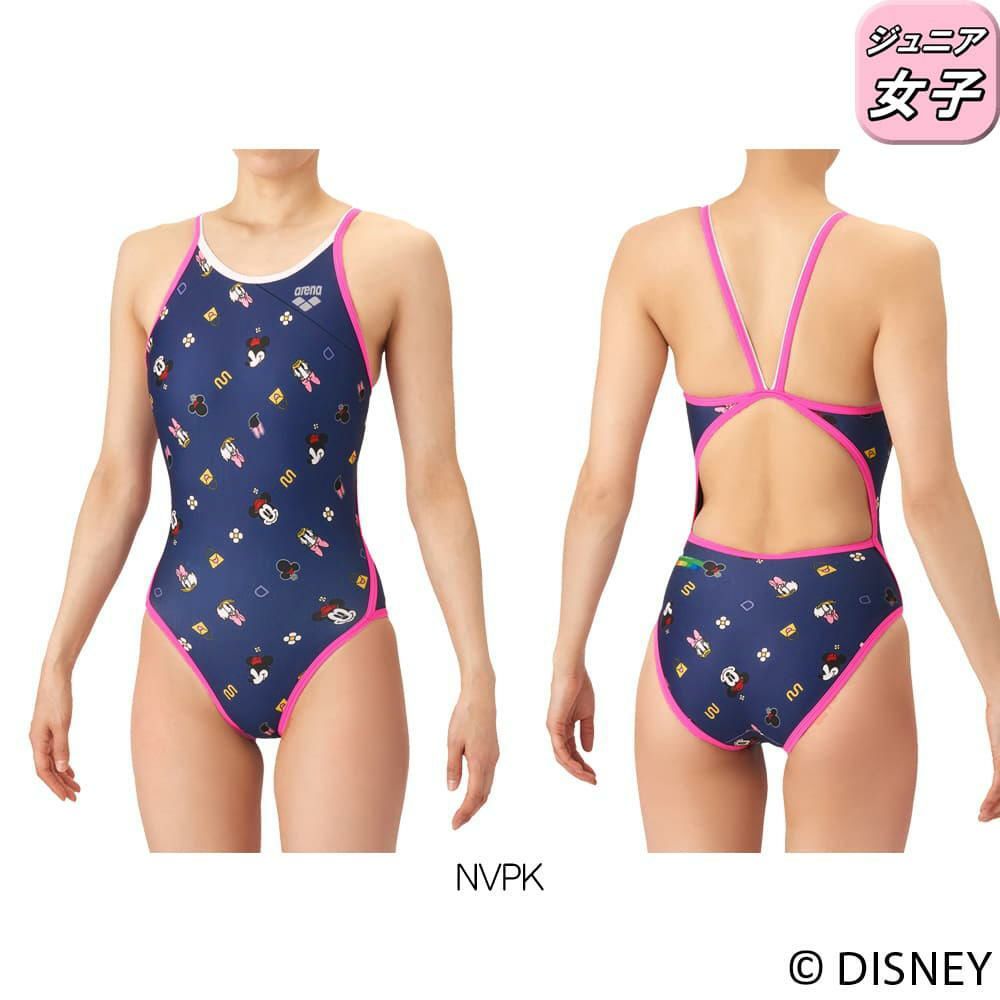 アリーナARENA競泳水着練習用水着ジュニア女子ディズニー“ミッキー”タフスーツタフスキンT2Eトレーニングワンピースオープンバック競泳練習水着2026年春夏モデルAS6SWM51G