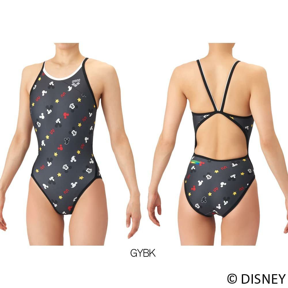 アリーナARENA競泳水着練習用水着レディースディズニー“ミッキー”タフスーツタフスキンT2Eトレーニングワンピースオープンバック競泳練習水着2026年春夏モデルAS6SWM51L