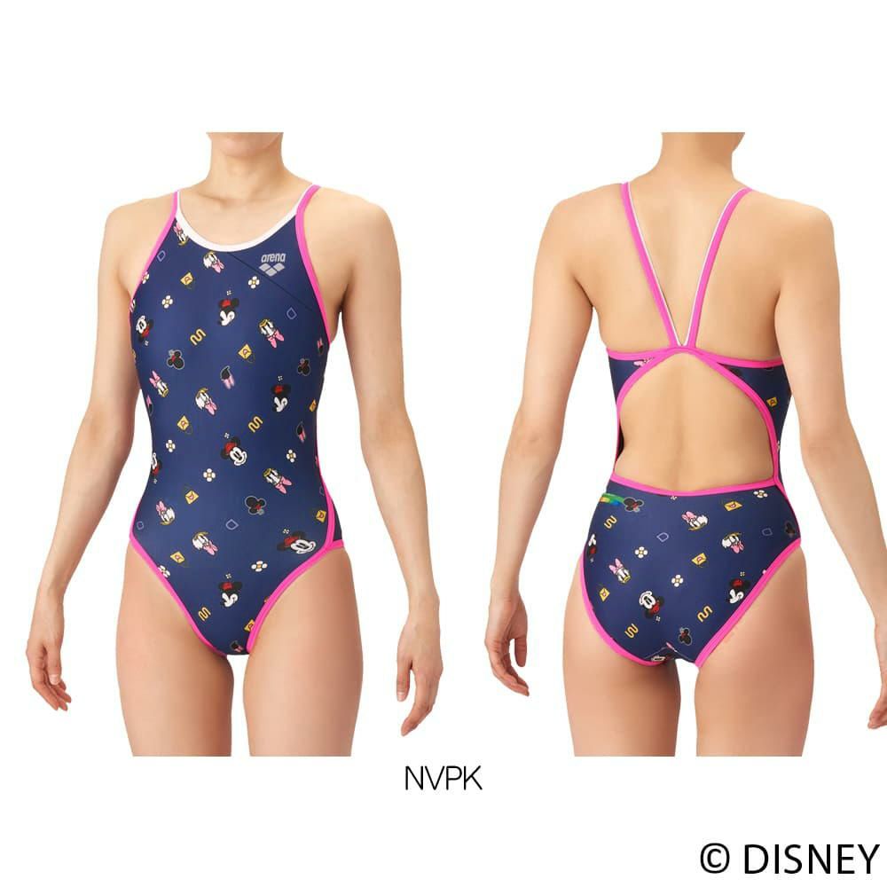 アリーナARENA競泳水着練習用水着レディースディズニー“ミッキー”タフスーツタフスキンT2Eトレーニングワンピースオープンバック競泳練習水着2026年春夏モデルAS6SWM51L