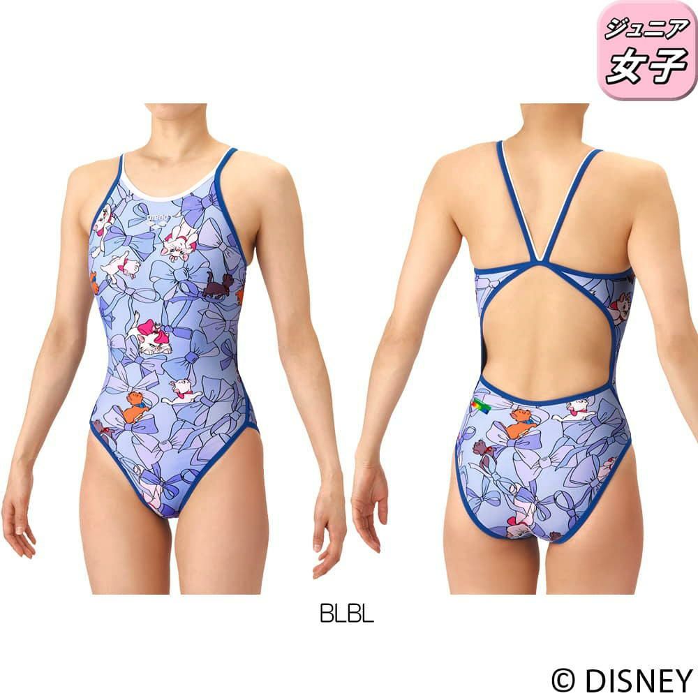 アリーナARENA競泳水着練習用水着ジュニア女子タフスーツディズニー『おしゃれキャット』“マリー”タフスキンEPトレーニングワンピースオープンバック競泳練習水着2026年春夏モデルAS6SWM54G