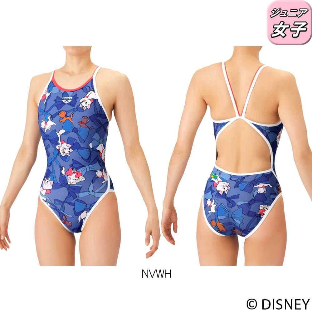 アリーナARENA競泳水着練習用水着ジュニア女子タフスーツディズニー『おしゃれキャット』“マリー”タフスキンEPトレーニングワンピースオープンバック競泳練習水着2026年春夏モデルAS6SWM54G