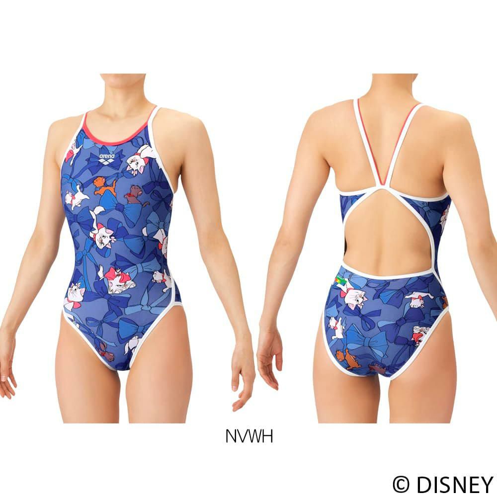 アリーナARENA競泳水着練習用水着レディースタフスーツディズニー『おしゃれキャット』“マリー”タフスキンEPトレーニングワンピースオープンバック競泳練習水着2026年春夏モデルAS6SWM54L