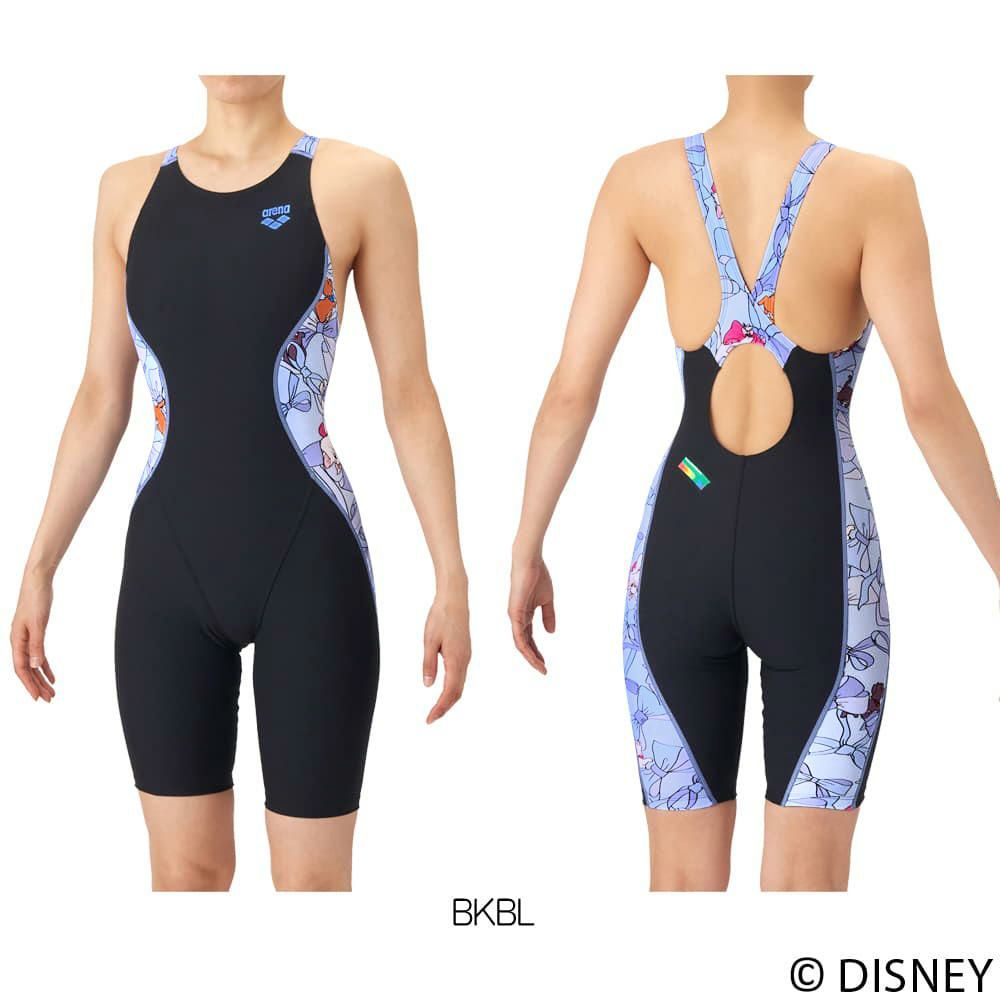 アリーナARENA競泳水着練習用水着レディースタフスーツディズニー『おしゃれキャット』“マリー”タフスキンEトレーニングワンピーススパッツオープンバックハーフレッグオールインワン競泳練習水着2026年春夏モデルAS6SWM55L