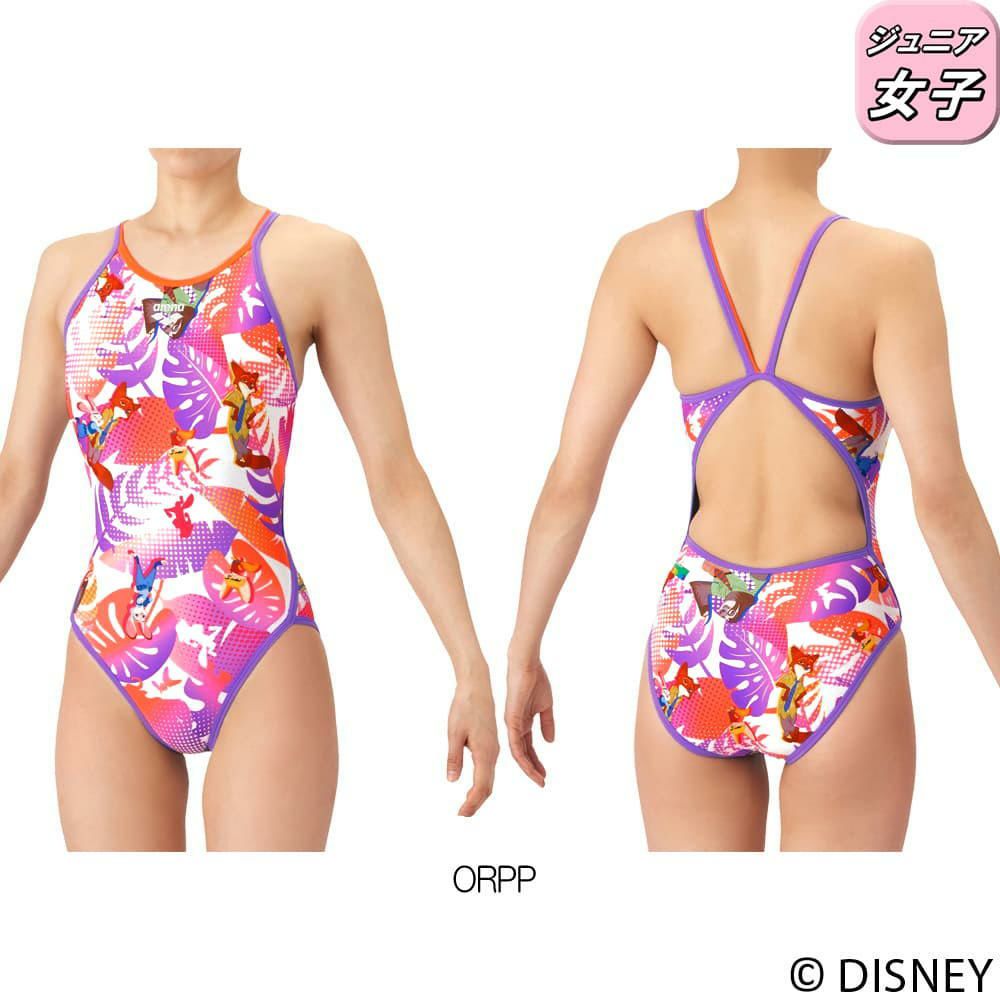 アリーナARENA競泳水着練習用水着ジュニア女子タフスーツディズニー『ズートピア』タフスキンEPトレーニングワンピースオープンバック競泳練習水着2026年春夏モデルAS6SWM56G