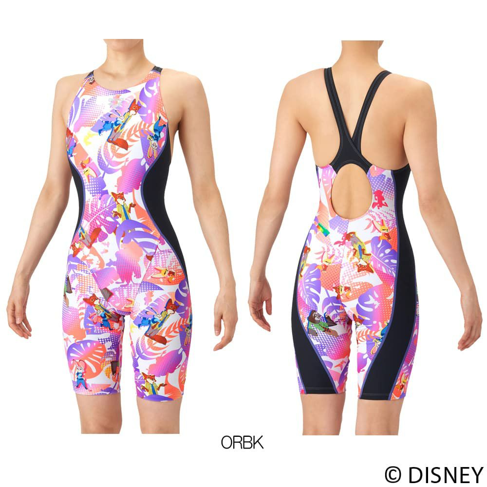 アリーナARENA競泳水着練習用水着レディースタフスーツディズニー『ズートピア』タフスキンEPトレーニングワンピーススパッツオープンバックハーフレッグオールインワン競泳練習水着2026年春夏モデルAS6SWM57L