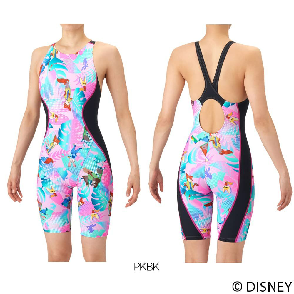 アリーナARENA競泳水着練習用水着レディースタフスーツディズニー『ズートピア』タフスキンEPトレーニングワンピーススパッツオープンバックハーフレッグオールインワン競泳練習水着2026年春夏モデルAS6SWM57L