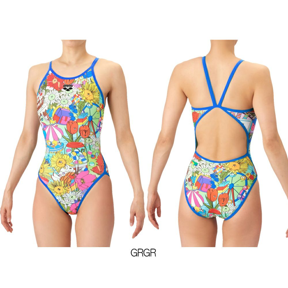 アリーナARENA競泳水着練習用水着レディースタフスーツタフスキンEPFUNGRAPHICSトレーニングワンピースオープンバック競泳練習水着2026年春夏モデルAS6SWMP1L