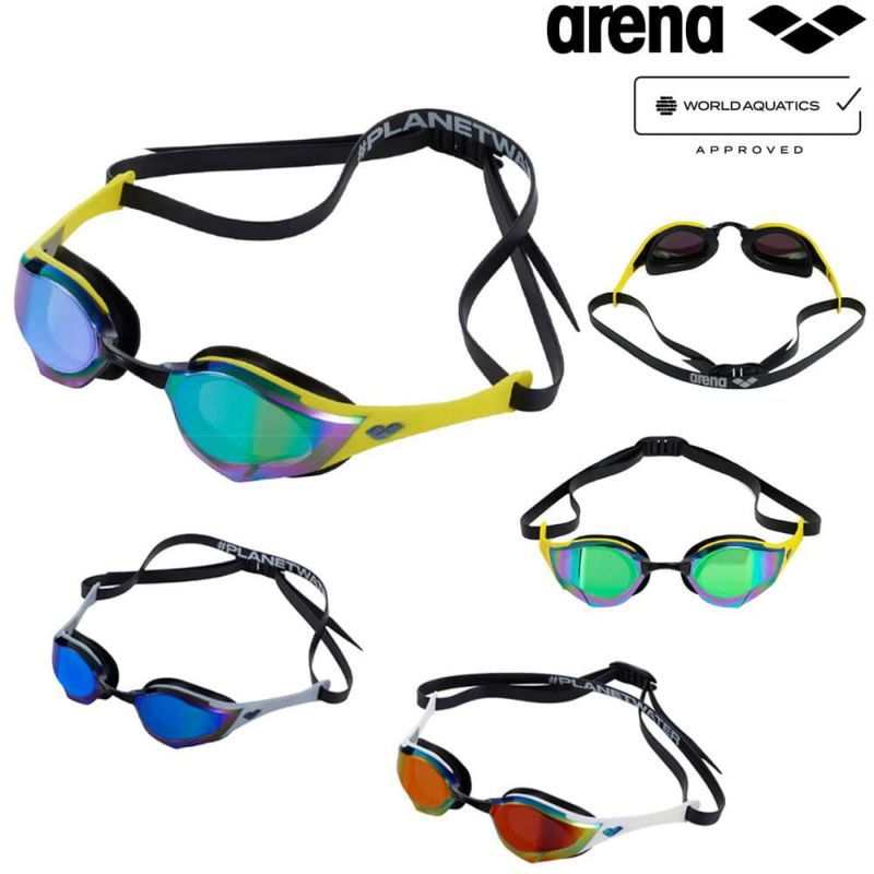 アリーナARENA水泳コブラエッジレーシングゴーグルミラーレンズクッションタイプWA承認モデルスワイプくもり止め競泳AS5FGG00U
