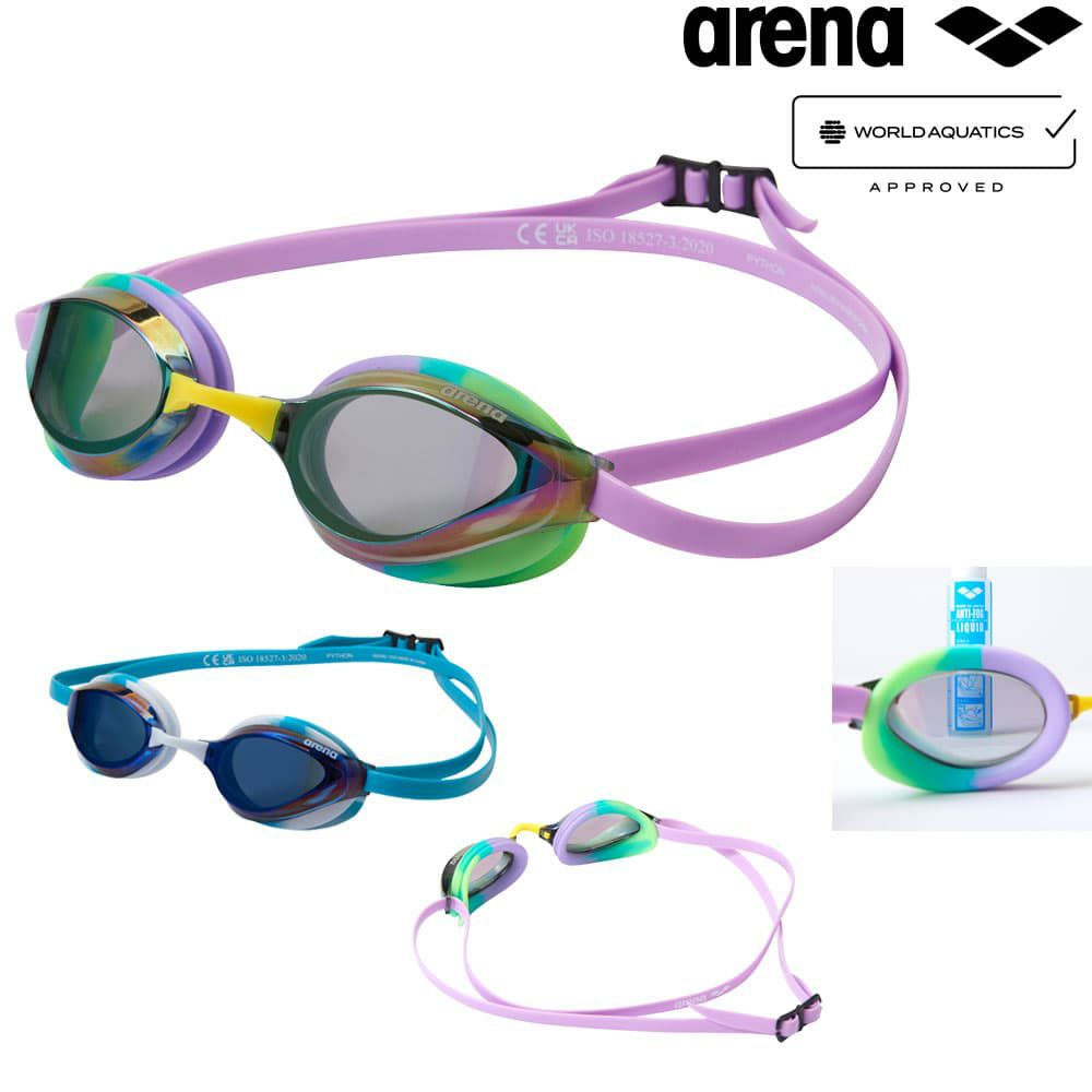アリーナARENA水泳【PYTHON】レーシングゴーグルミラーレンズクッションタイプWA承認モデル競泳2026年春夏モデルAS6SGG25U