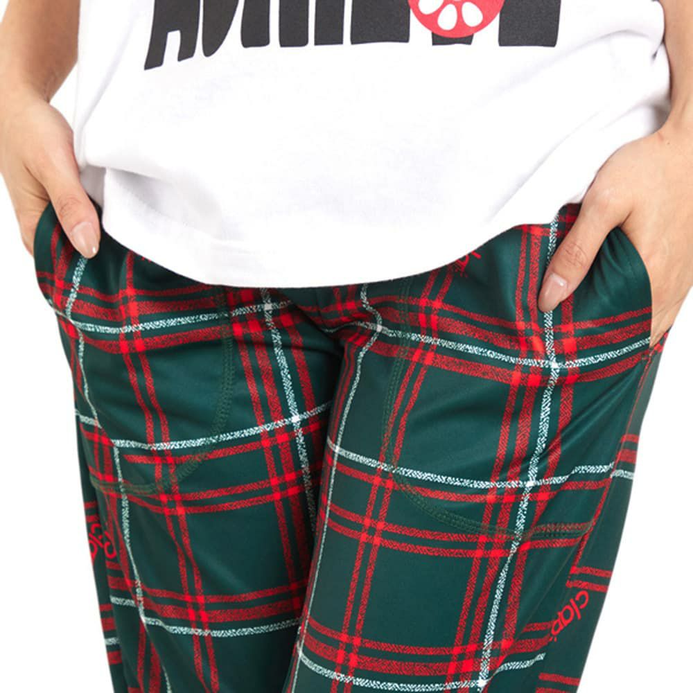 クラップCLAPホーリーチェッククロップドパンツレディーススポーツアパレルトレーニングフィットネス女性CE25033