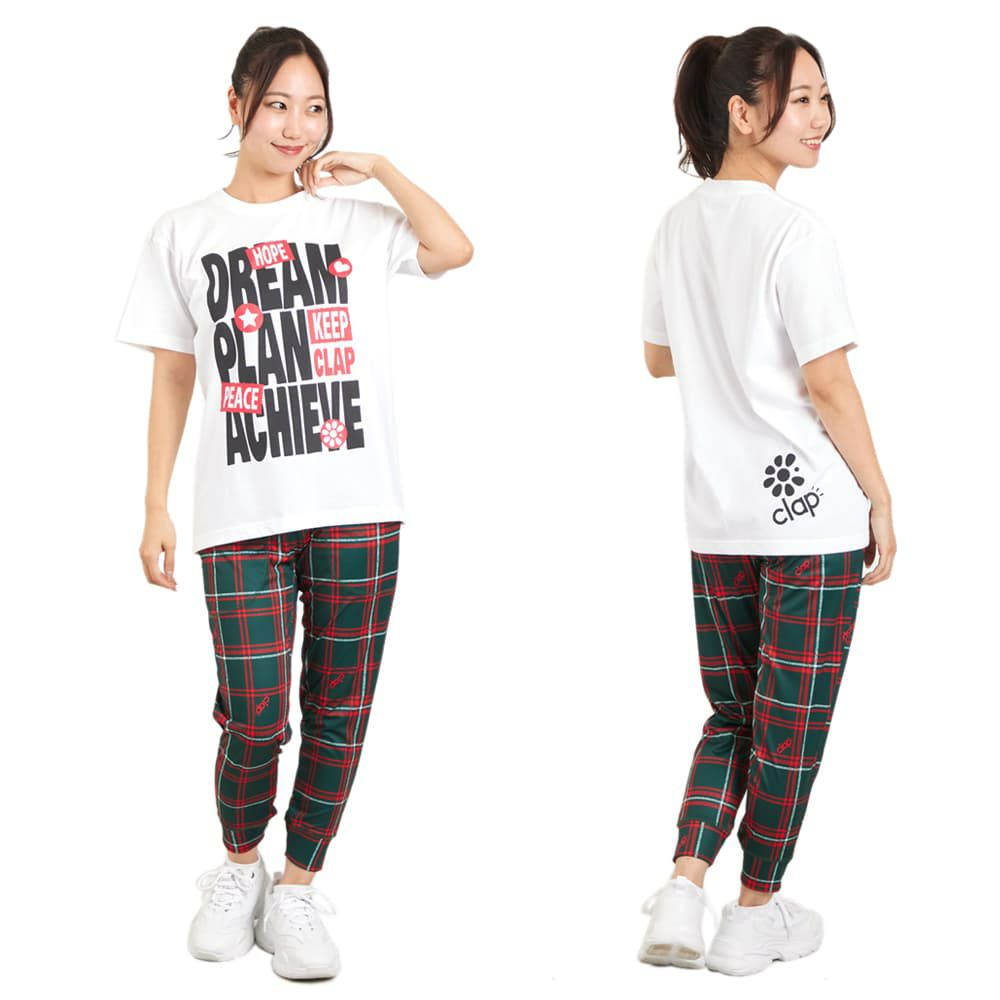 クラップCLAPホーリーチェッククロップドパンツレディーススポーツアパレルトレーニングフィットネス女性CE25033