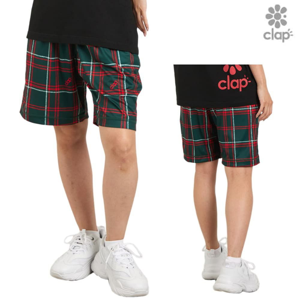 クラップCLAPホーリーチェックハーフパンツレディーススポーツアパレルトレーニングフィットネス女性CH25014