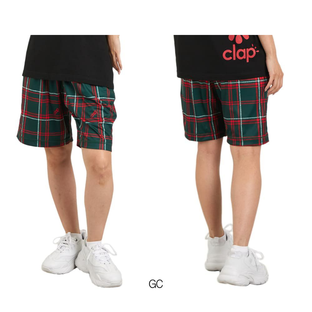 クラップCLAPホーリーチェックハーフパンツレディーススポーツアパレルトレーニングフィットネス女性CH25014
