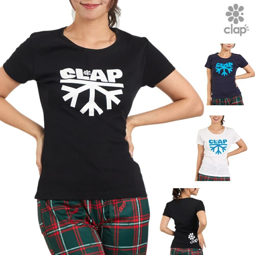 クラップCLAPスノーフレークスリムティーレディーススポーツアパレルトレーニングフィットネス女性CTS25085