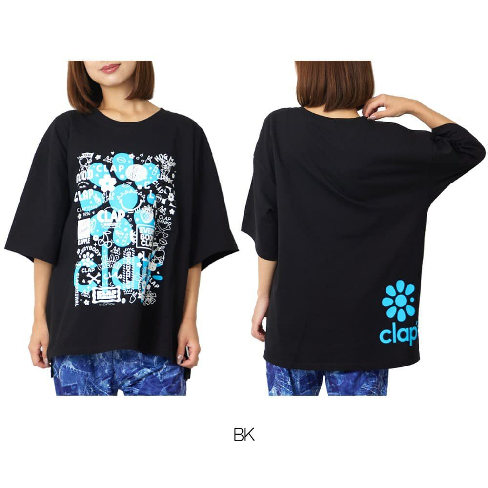 クラップCLAPステッカービッグティーレディーススポーツアパレルトレーニングフィットネス女性CTS25093