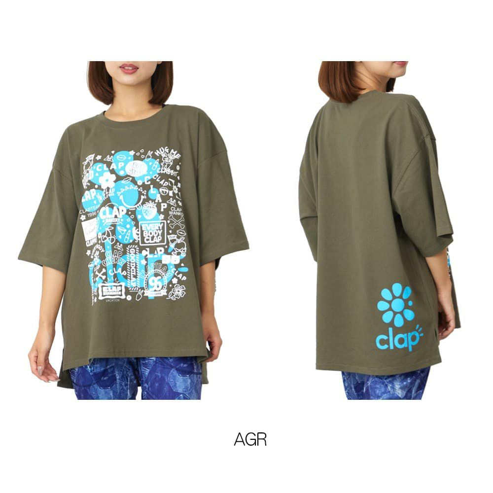 クラップCLAPステッカービッグティーレディーススポーツアパレルトレーニングフィットネス女性CTS25093