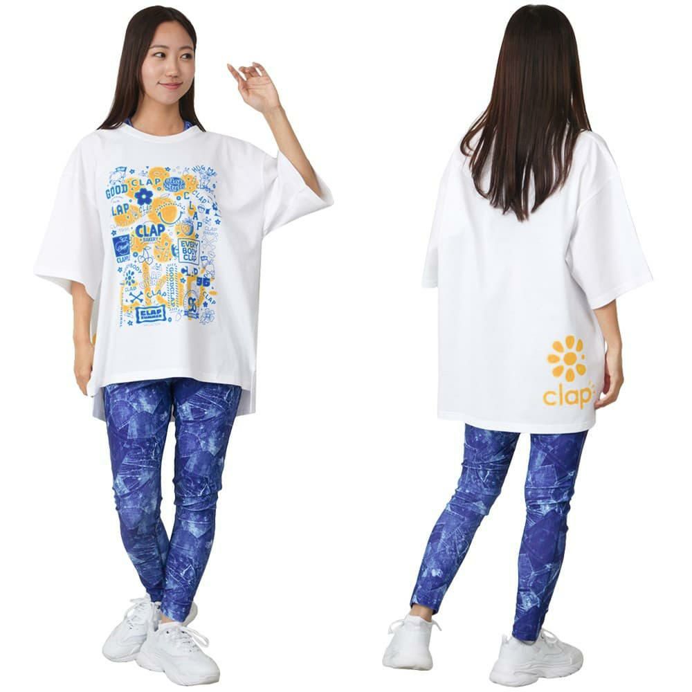 クラップCLAPステッカービッグティーレディーススポーツアパレルトレーニングフィットネス女性CTS25093