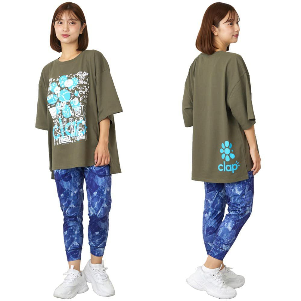 クラップCLAPステッカービッグティーレディーススポーツアパレルトレーニングフィットネス女性CTS25093