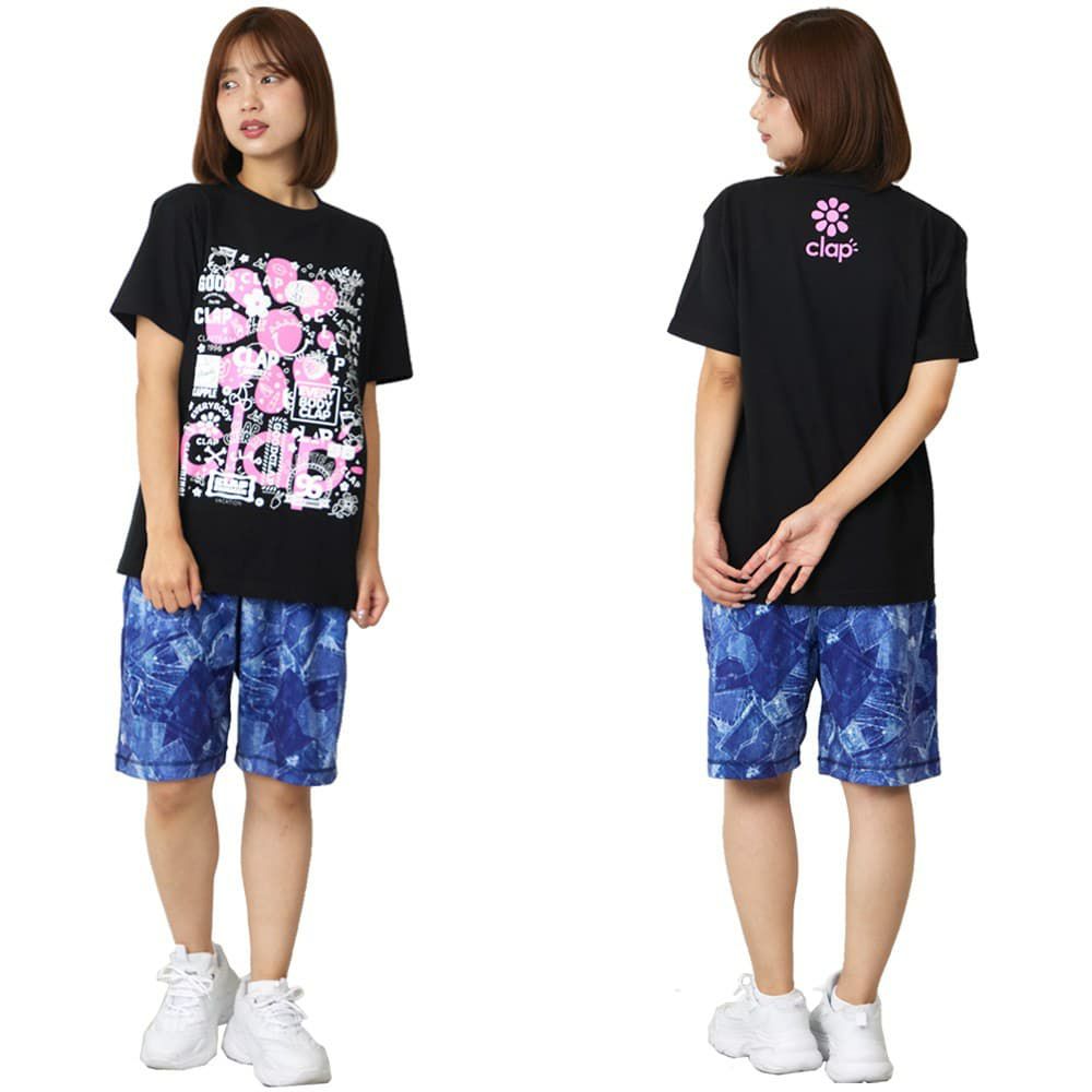 クラップCLAPステッカーティーレディーススポーツアパレルトレーニングフィットネス女性CTS25094