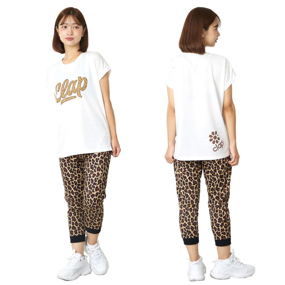 クラップCLAPレオパードイーシャトゥーレディーススポーツアパレルトレーニングフィットネス女性CE26003